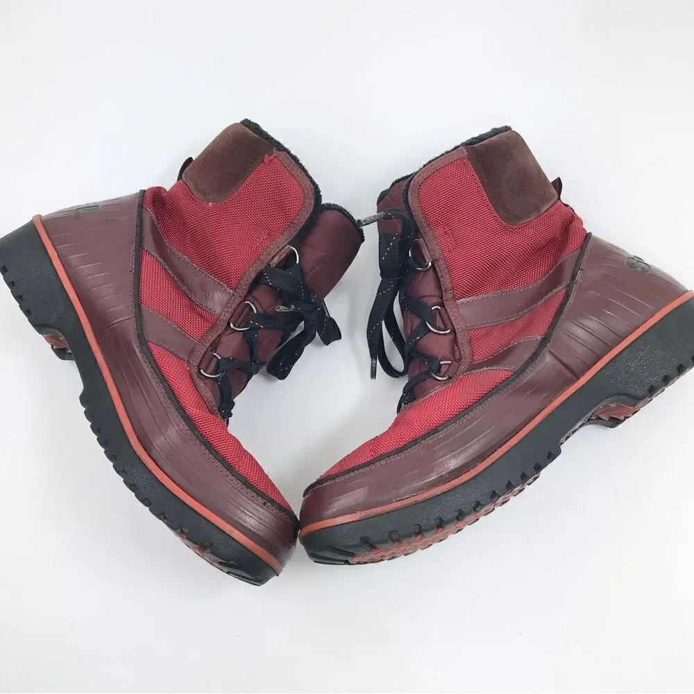 Sorel Tivoli Red Black Waterproof Insulated Lace Up Ankle Boots